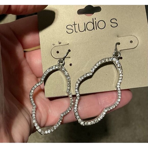 Sears Open Frame Rhinestone Drop Earrings - Picture 2 of 4